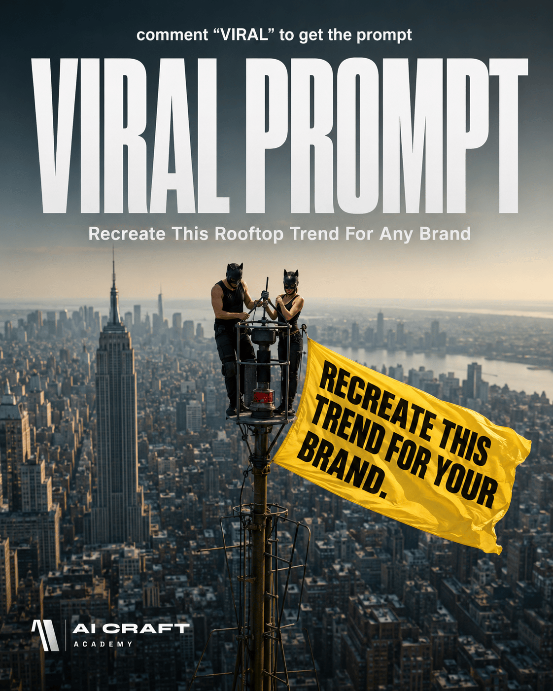AI Craft Academy viral rooftop prompt carousel cover