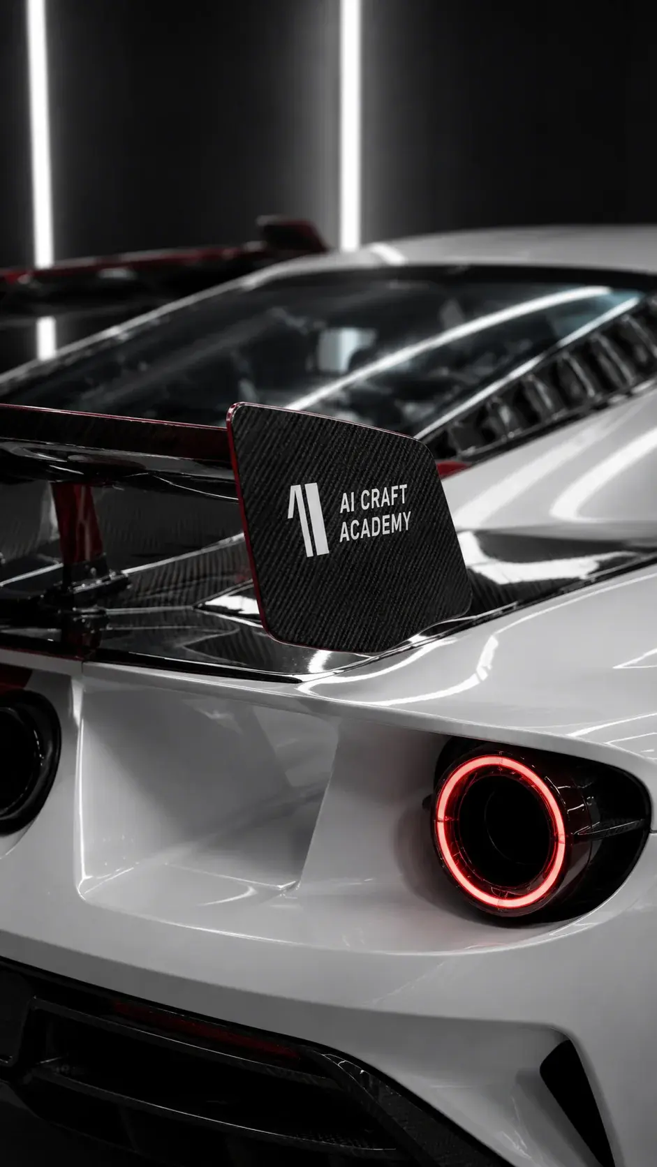 AI Craft Academy branding integrated into the Ford GT rear wing