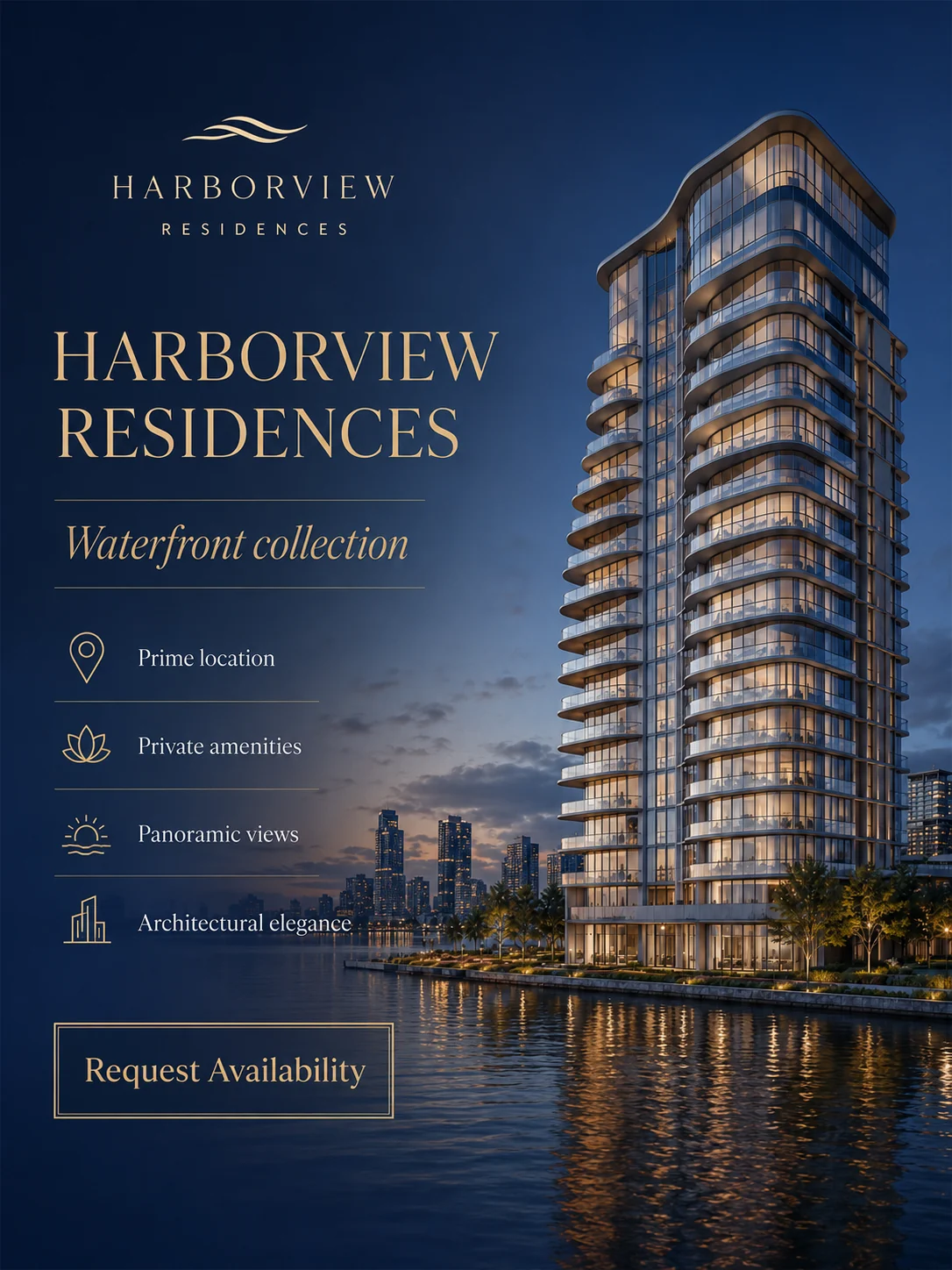 Fictional Harborview brochure-style residence layout